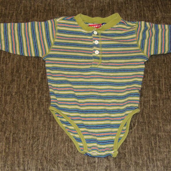 Gymsport Gymboree XS Green Striped Bodysuit One Piece Romper Vintage 1998 - Picture 1 of 4